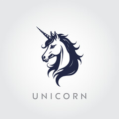 Unicorn Vector editable logo design. Unicorn silhouette