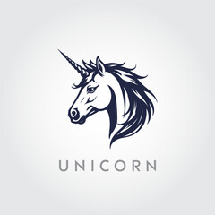 Unicorn Vector editable logo design. Unicorn silhouette