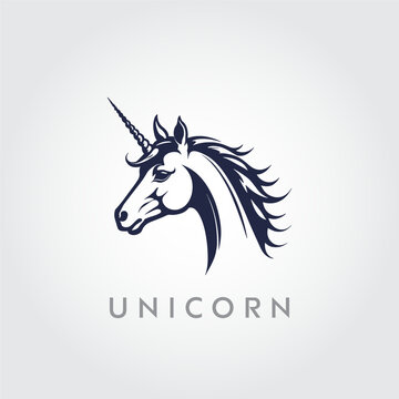 Unicorn Vector editable logo design. Unicorn silhouette