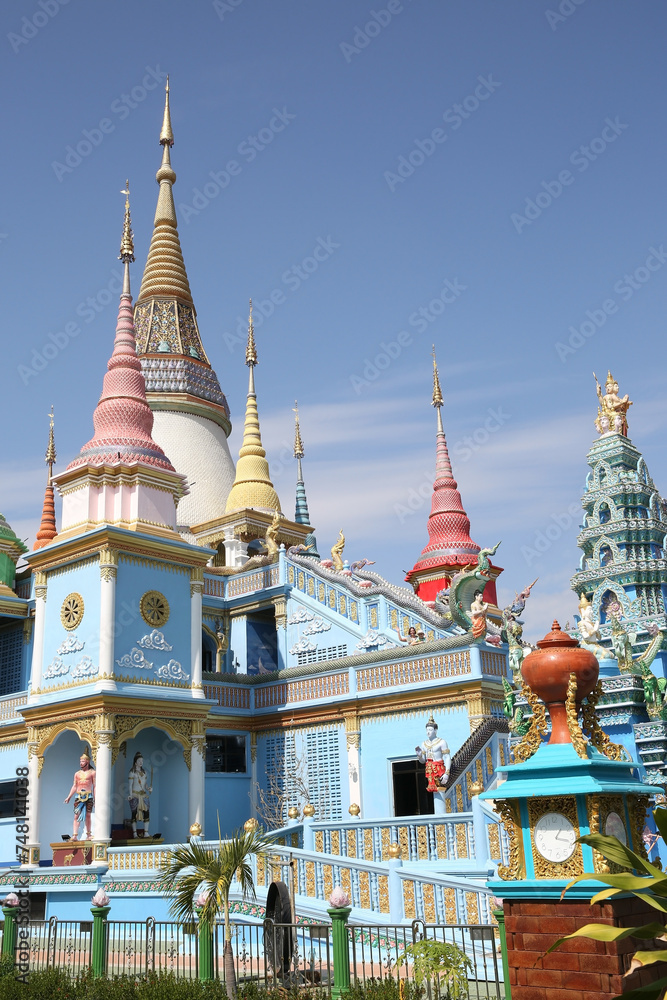 Wall mural Wat Santi Nikhon (Samakkhi Tham): Buddhist temple, Ko Kha District, Lampang, Thailand. Religious traditional national Thai architecture. Beautiful landmark, architectural monument, sight, sightseeing