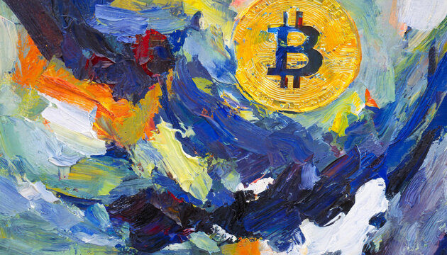 Bitcoin Blues Expressionist Painting Abstract Art