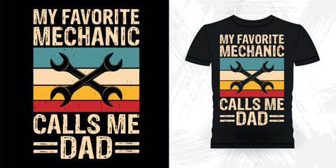 Dad Lover Father's Day Funny Mechanical Engineer Retro Vintage Mechanic T-shirt Design