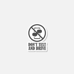 No cell phone use while driving icon sticker isolated on gray background