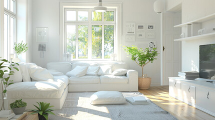 modern white  living room interior
