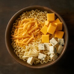 Cheese Variety on Spiral Pasta Dish