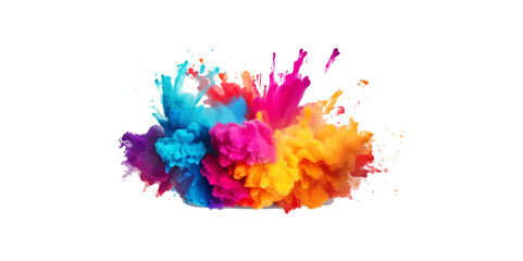 colorful vibrant rainbow Holi paint color powder explosion with bright colors isolated white background.
