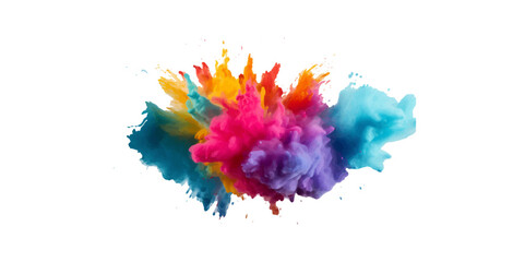 colorful vibrant rainbow Holi paint color powder explosion with bright colors isolated white background.