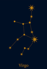 Virgo zodiac constellation. Astronomical symbol horoscope. Minimalist style astrological sign vector illustration.