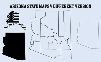 Arizona State Map black blank and outline state Arizona USA. Vector Illustration.