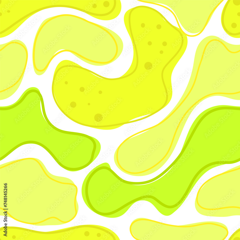 Wall mural blot shape abstract seamless pattern of naive shapes. vector illustration isolated on white backgrou
