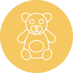Teddy Bear Line Circle Icon Design