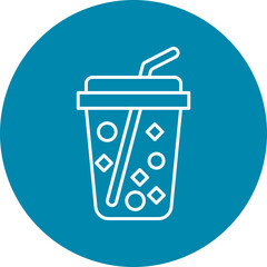 Milkshake Line Circle Icon Design