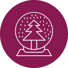 Snow Globe Line Circle Icon Design
