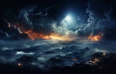 A mesmerizing digital art of a majestic cosmic dragon soaring through a nebula, its iridescent...