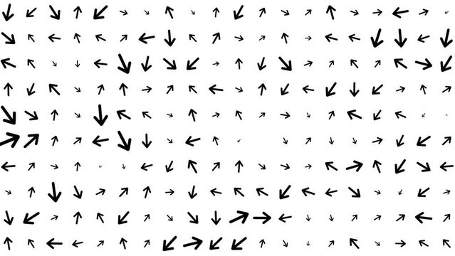 Arrow seamless animation loop. Random size arrow animation with random rotation. Seamless animation. 4k