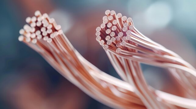 Close-up view of electrical installation materials, copper cable wire. AI generated image