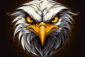 Esport logo with eagle head and eagle icon sticker art illustration background