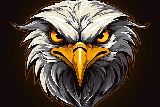 Esport logo with eagle head and eagle icon sticker art illustration background