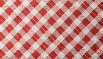 Red and white checkered tablecloth texture  - obrazy, fototapety, plakaty