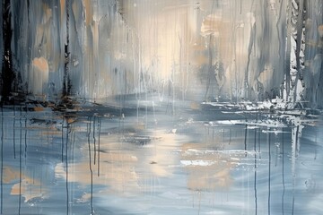 With its layered texture and soft brushstrokes, this piece background offers a splash of understated color, perfect for seeking a subtle yet artistic touch in their decor, reflection in the water