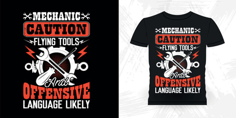 Funny Mechanical Engineer Retro Vintage Mechanic T-shirt Design