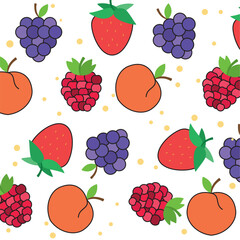 Colored fruit icons Pattern background Vector