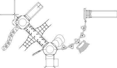 Vector sketch illustration of a children's playground design for a playground seen from above