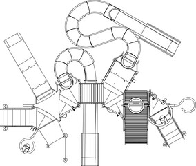 Vector sketch illustration of a children's playground design for a playground seen from above