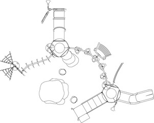 Vector sketch illustration of a children's playground design for a playground seen from above