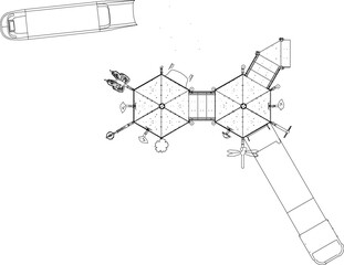 Vector sketch illustration of a children's playground design for a playground seen from above