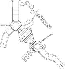 Vector sketch illustration of a children's playground design for a playground seen from above