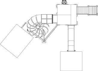 Vector sketch illustration of children's playground design for playing in the field seen from above