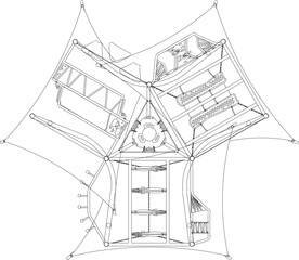 Vector sketch illustration of children's playground design for a playground in the field seen from above 