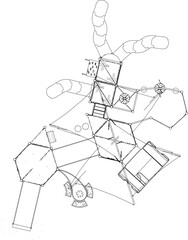 Vector sketch illustration of children's playground design for playing in the field seen from above