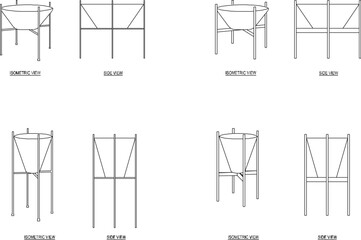 Vector sketch illustration of design of accessories stand for planter