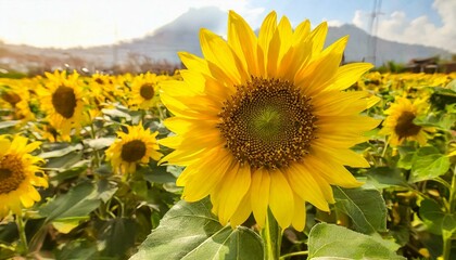 Sunflowers are well-known plants grown in open fields, boasting remarkable beauty