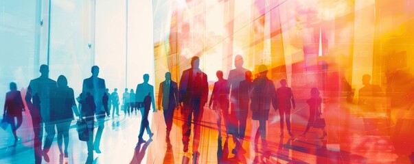  illustration of team of business people Silhouette abstract background