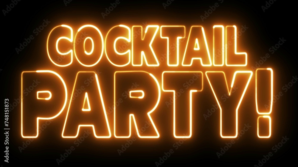 Aufkleber cocktail party text font with light. luminous and shimmering haze inside the letters of the text coc