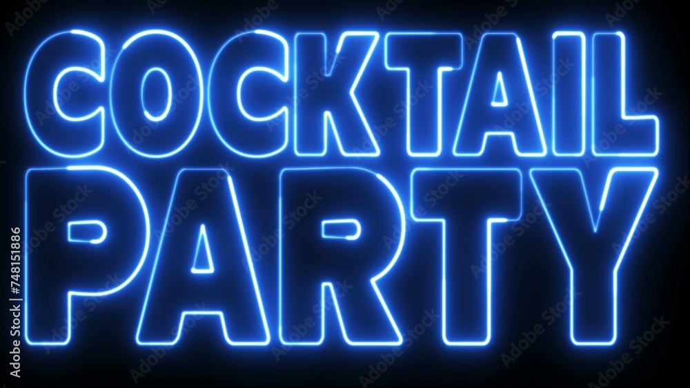 Aufkleber cocktail party text font with light. luminous and shimmering haze inside the letters of the text coc