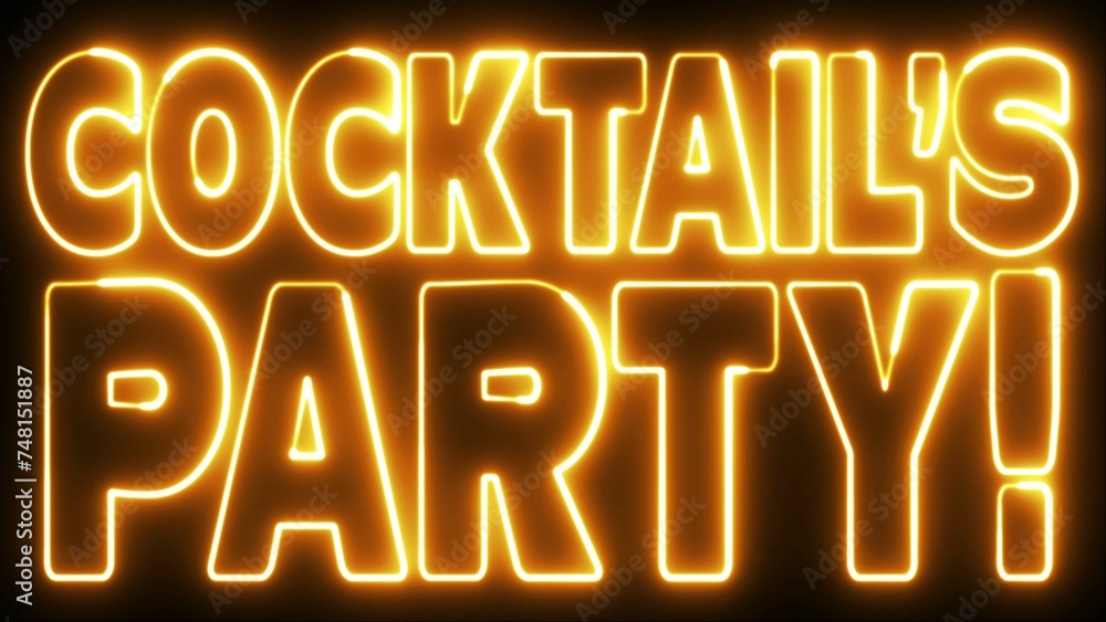 Aufkleber cocktail's party text font with light. luminous and shimmering haze inside the letters of the text c