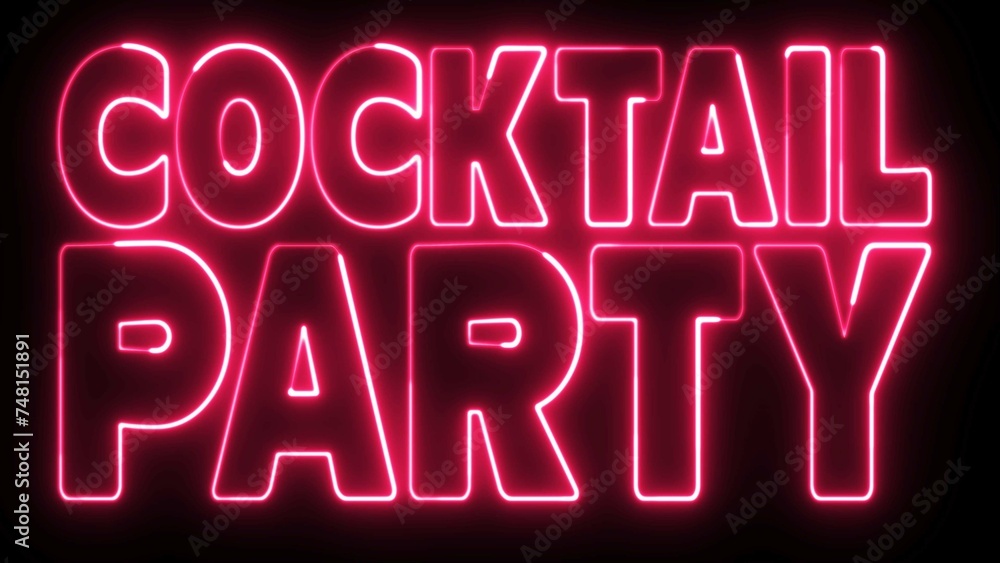 Aufkleber cocktail party text font with light. luminous and shimmering haze inside the letters of the text coc
