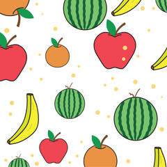 Colored fruit icons Pattern background Vector