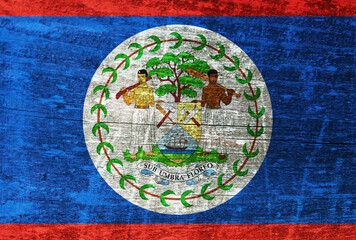 Belize flag painted on wood