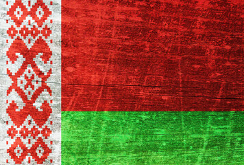 Belarus flag painted on wood
