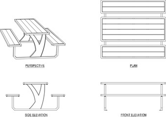 Vector sketch illustration of rest bench seat design for city park 