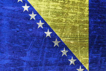 Bosnia and Herzegovina flag painted on wood