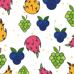 Colored fruit icons Pattern background Vector