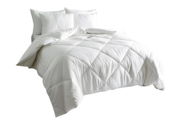 Crisp white pillows adorn a comfortable bed, creating a serene atmosphere perfect for sleep or relaxation