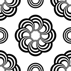 Seamless disco style geometric pattern of regular circles. Black and white seamless seamless pattern vector background