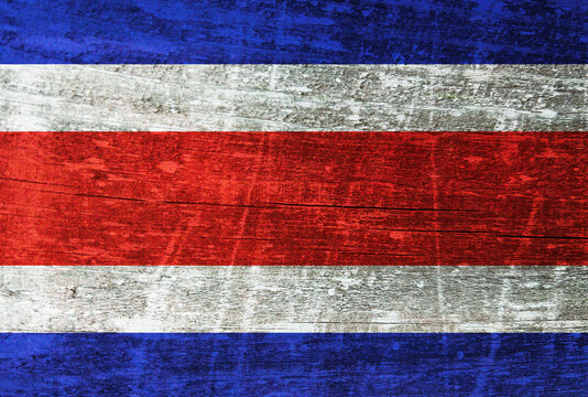 Costa Rica flag painted on wood